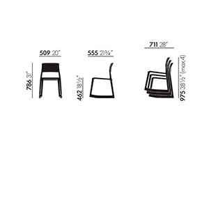 Vitra Tip Ton sedia inclinabile - dimensioni
