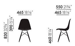Vitra Eames Plastic Side Chair DSW sedia - dimensioni