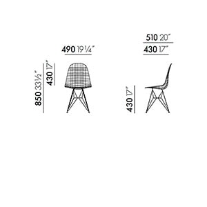 Vitra DKR Wire Chair sedia - dimensioni