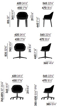 Vitra Softshell Chair poltroncina - dimensioni