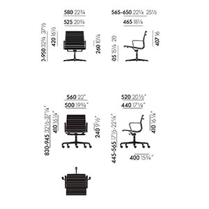 Vitra Aluminium Chairs EA 117, EA 118 poltrona ufficio direzionale - dimensioni