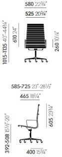 Vitra EA119 sedie ufficio Eames Aluminium chair - dimensioni
