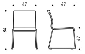 ICF Stick Chair ETK con base a slitta  - dimensioni