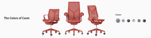 Herman Miller Cosm sedia ufficio ergonomica performante colore rosso