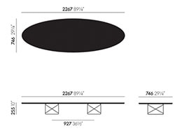 Vitra Elliptical table ETR tavolino - dimensioni 
