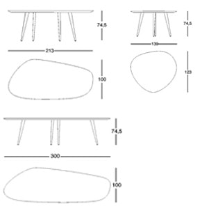 Zanotta Tweed tavolo di design - dimensioni