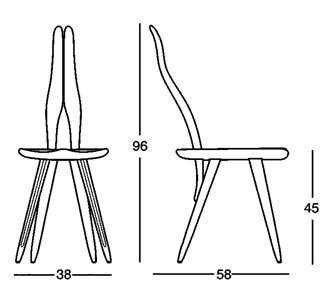 Zanotta Fenis CM sedia in  legno - dimensioni
