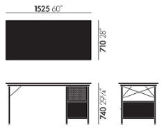 Vitra Eames Desk Unit EDU scrivania - dimensioni