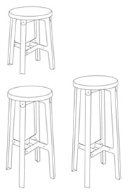 Naughtone Construct stool sgabelli da bar e bancone - dimensioni