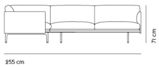 muuto Outline Corner Sofa divano angolare per ufficio o casa - dimensioni