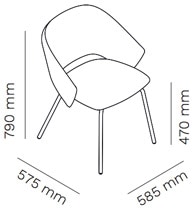 Mara-Icon-sedia-imbottita-4-gambe-acciaio-dimensioni