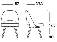 Knoll-Saarinen-Conference-Chair-sedia-quattro-gambe-design-dimensioni