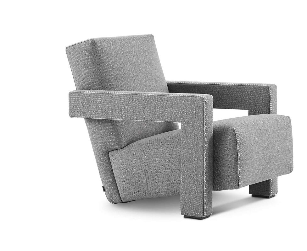 CLP Poltroncina Utrecht In Tessuto | Sedia Con Braccioli In Stile Rétro | Telaio Legno Di Quercia | Color Tortora | Seduta Imbottita 6 Cm | Carico Max 150 Kg | Per Soggiorno E Sala D'Attesa