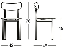Magis Motta sedia a quattro gambe in acciaio verniciato - dimensioni