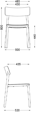 Della Chiara Deva sedia quattro gambe in polipropilene senza braccioli - dimensioni