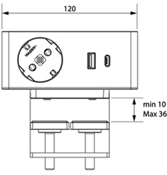 Della-Chiara-VersaQ-presa-ricarica-USB-morsetto-dimensioni