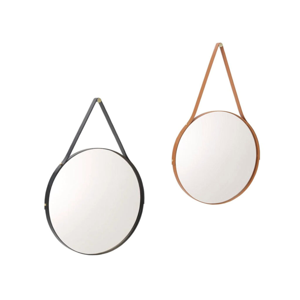 Poliform-Drop-specchio-design-cornice-cuoio-vendita-online