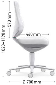 Interstuhl-Bimos Texon sedia laboratorio ergonomica high tech - dimensioni