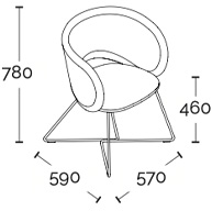 Della Chiara Maui Dining sedia imbottita con base a slitta shop online Della Chiara Maui Dining sedia imbottita con base a slitta - dimensioni