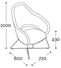 Della Chiara Maui poltrona lounge schienale alto base slitta - dimensioni