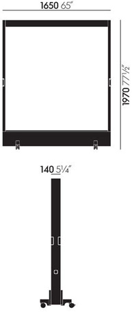 Vitra Dancing Wall pannello divisorio su ruote con mensole - dimensioni