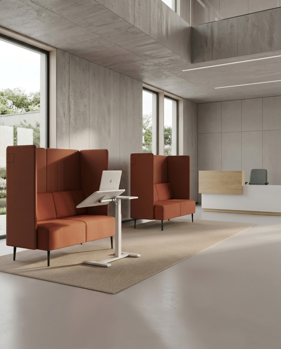 Prive Sofa Della Chiara Phone Booth tavolino Roll e modulo reception
